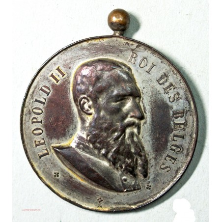 Médaille Léopold II roi des Belges "VEE PRIJSKAMP VAN KORTRIJK, 9 April 1900"