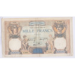 BILLET DE FRANCE CERES ET MERCURE 1000 FRANCS 1940 L'ART DES GENTS