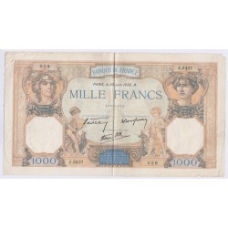 BILLET DE FRANCE CERES ET MERCURE 1000 FRANCS 1938 L'ART DES GENTS