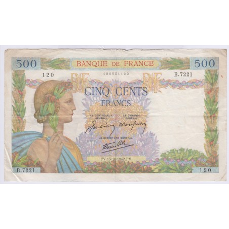 BILLET FRANCE 500 FRANCS LA PAIX 1942 L'ART DES GENTS AVIGNON
