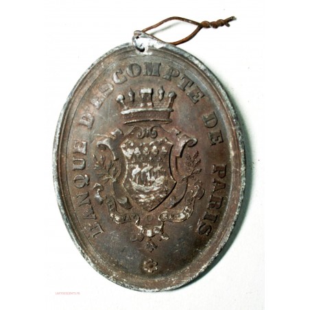 Médaille plaque Banque d'escompte de Paris, lartdesgents.fr Avignon