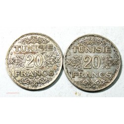 Tunisie - 2 x 20 Francs argent 1353/1935, lartdesgents.fr
