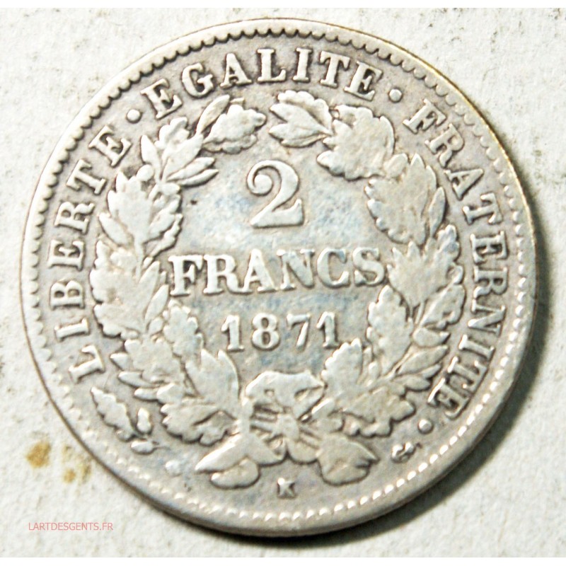 Moderne, Cérès 2 Francs 1871 k Bordeaux, lartdesgents
