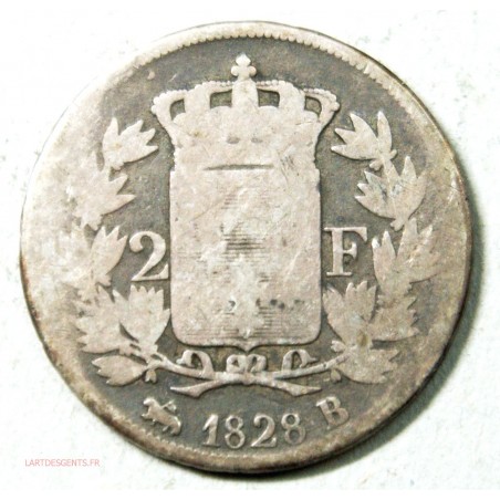CHARLES X, 2 Francs 1828 B Rouen, lartdesgents.fr