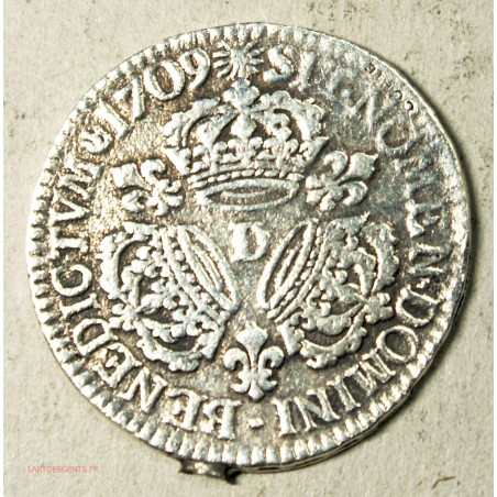 Louis XIV, demi écu aux 3 couronnes  1709 D Lyon, lartdesgents.fr