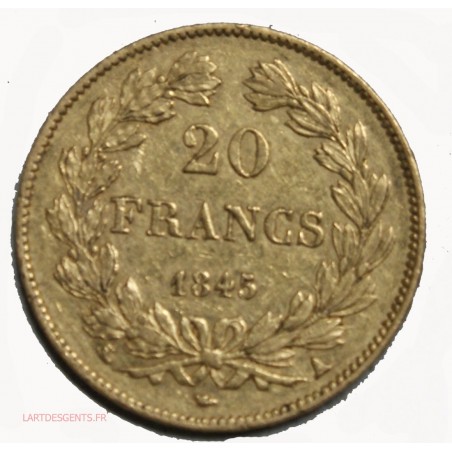 Rare 20 Francs Louis Plilippe Ier 1845 A Paris, 927 ex., lartdesgents.fr