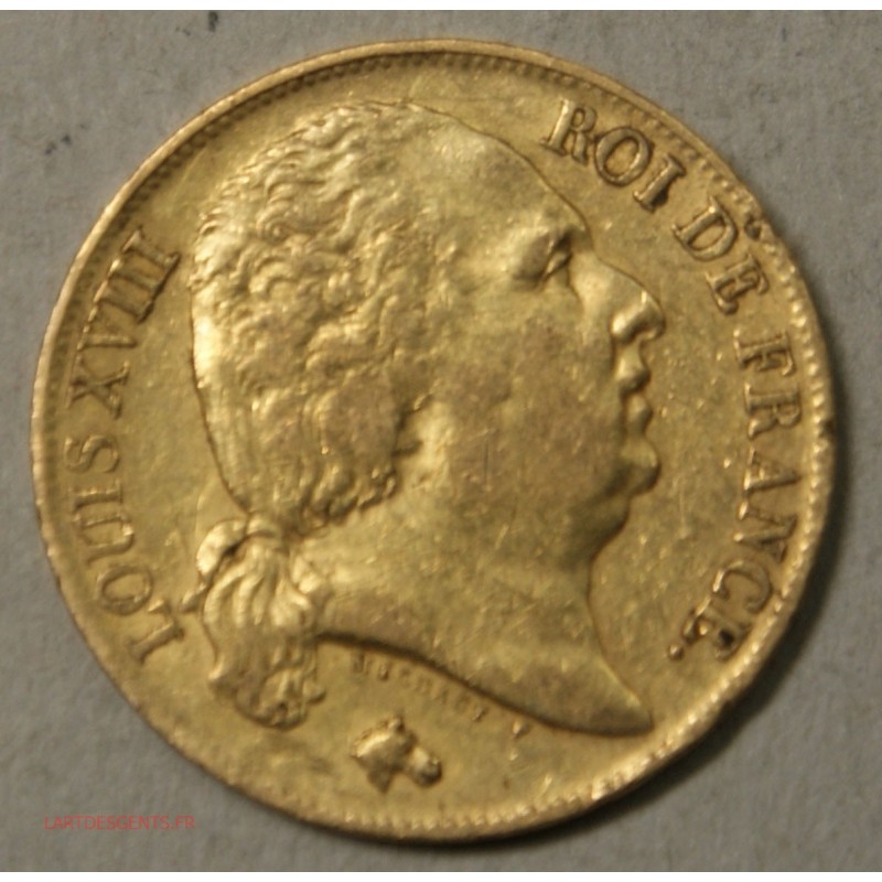 LOUIS XVIII buste nu, 20 Francs 1817 A Paris, lartdesgents.fr