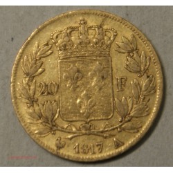 LOUIS XVIII buste nu, 20 Francs 1817 A Paris, lartdesgents.fr