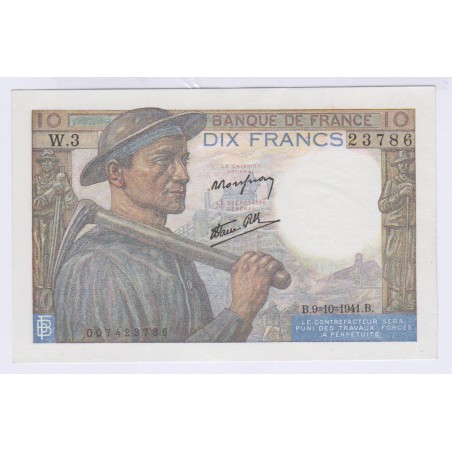 BILLET FRANCE 10 FRANCS MINEUR 11-09-1941 NEUF L'ART DES GENTS