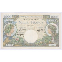 BILLET FRANCE 1000 FRANCS COMMERCE ET INDUSTRIE 06-02-1941 Cote 150 Euros L'ART DES GENTS