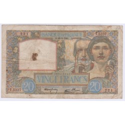 BILLET FRANCE 20 FRANCS SCIENCE ET TRAVAIL 28-08-1941 TB Cote 20 Euros L'ART DES GENTS