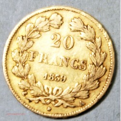 Louis Philippe Ier, 20 Francs 1839 A Paris, lartdesgents.fr