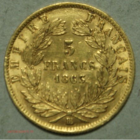 NAPOLEON III 5 Francs or 1863 bb Strasbourg, lartdesgents.fr Avignon