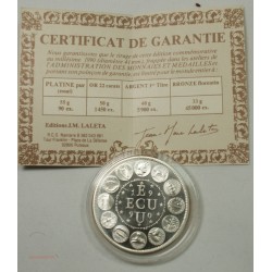 ECU CERES Europa, Argent 925/00 40grs 1990 + certificat, lartdesgents.fr