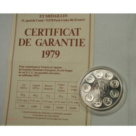 ECU Europa, Argent 925/00 40grs 1979 + certificat, lartdesgents.fr