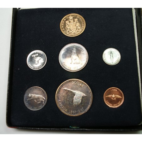 CANADA 1967 - OTTAWA set SPECIMEN 7 pièces dans coffret, (20$ GOLD) lartdesgents