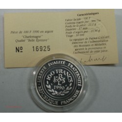 100 Francs Charlemagne 1990 Belle épreuve + certificat, lartdesgents.fr
