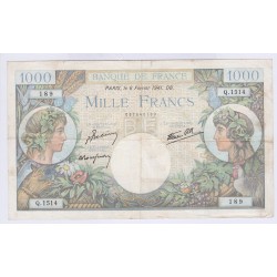 BILLET FRANCE 1000 FRANCS COMMERCE ET INDUSTRIE 6-02-1941 L'ART DES GENTS AVIGNON