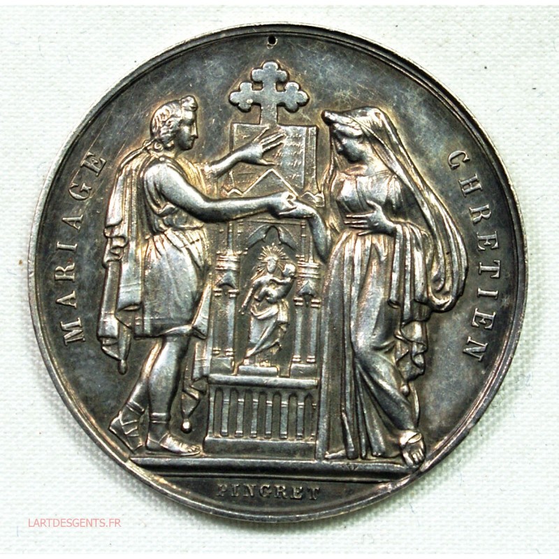 Médaille argent Mariage  Chrétien  par PINGRET, lartdesgents.fr Avignon