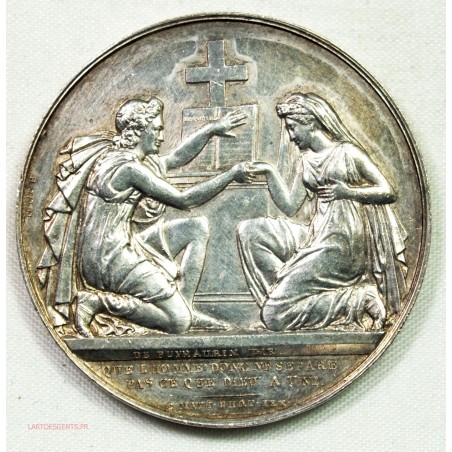 Médaille argent Mariage  par DE PUYMAURIN 26grs, lartdesgents.fr Avignon