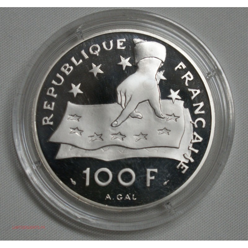 100 Francs DESCARTES 1991 Belle épreuve sous capsule, lartdesgents.fr
