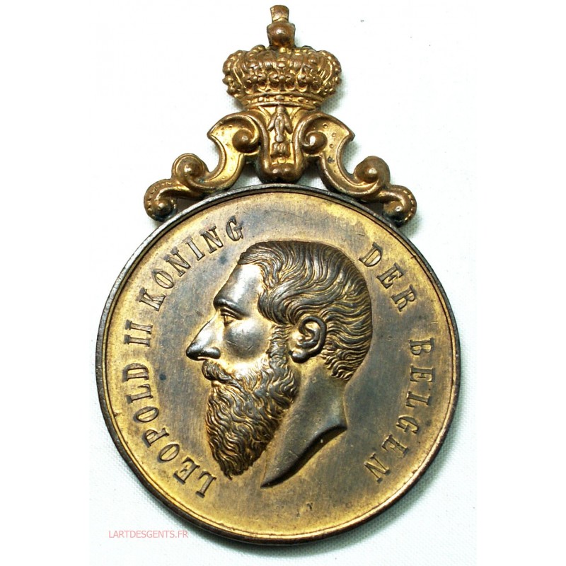 Médaille BELGIQUE LEOPOLD II prix de chevaux à  WAREGHEM 1904, lartdesgents
