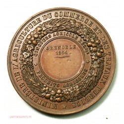 Médaille Argent, Napoléon III Ministère Agriculture, GRENOBLE 1864 par BARRE