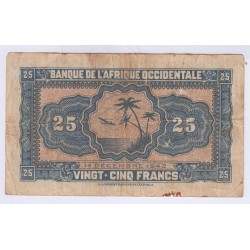 BILLETS AFRIQUE OCCIDENTALE 25 FRANCS 1942 LETTRE Y L'ART DES GENTS AVIGNON