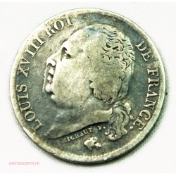 LOUIS XVIII buste nu, 1 Franc 1824Q Perpignan, lartdesgents