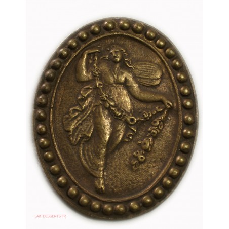 Médaille uniface ovale - Femme courant, en cuivre 67mm, lartdesgents