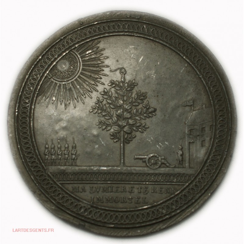 Rare Médaille uniface Louis XVI Révolution, ma lumière te rent immortel, lartdesgents