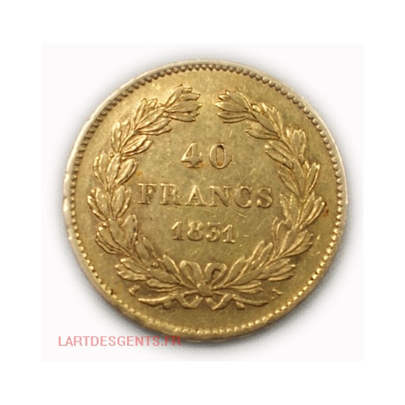 Louis Philippe Ier, 40 Francs or 1831 A  sans étoile