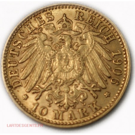 Allemagne - HAMBURG 10 MARK 1906 J Gold/ or 900/00