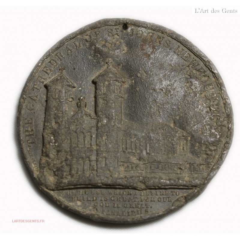 rare Médaille Cathédrale of St Johnson Newfoundland 1841