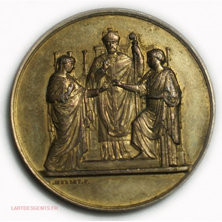 Médaille argent doré Marige par L. MERLEY.F,  lartdesgents
