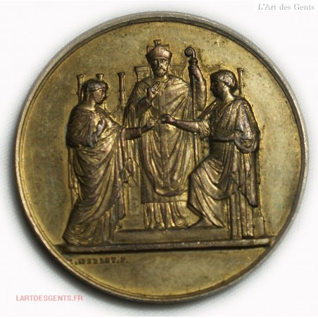 Médaille argent doré Marige par L. MERLEY.F,  lartdesgents
