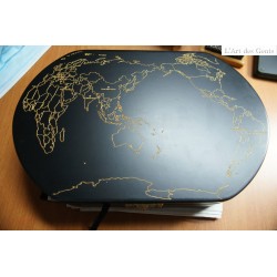 Coffret luxe bois 7 merveilles du monde 8 monnaies en or et argent plaqués