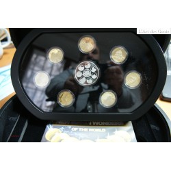 Coffret luxe bois 7 merveilles du monde 8 monnaies en or et argent plaqués