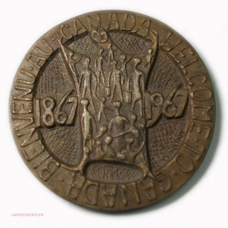 Médaille Bienvenue Welcome to CANADA 1867-1967 par D. HUNT
