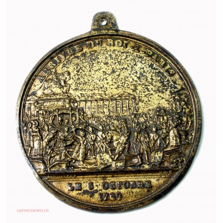 Rare Médaille uniface Arrivée du roi à Paris le 6 octobre 1789 par ANDRIEU