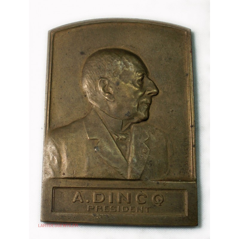 Médaille Plaque A. DINCQ Président 1923, Mines de BRUAY par A. MAYEUR