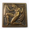 MEDAILLE carré plaque Art déco Femme nue par Marcel RENARD