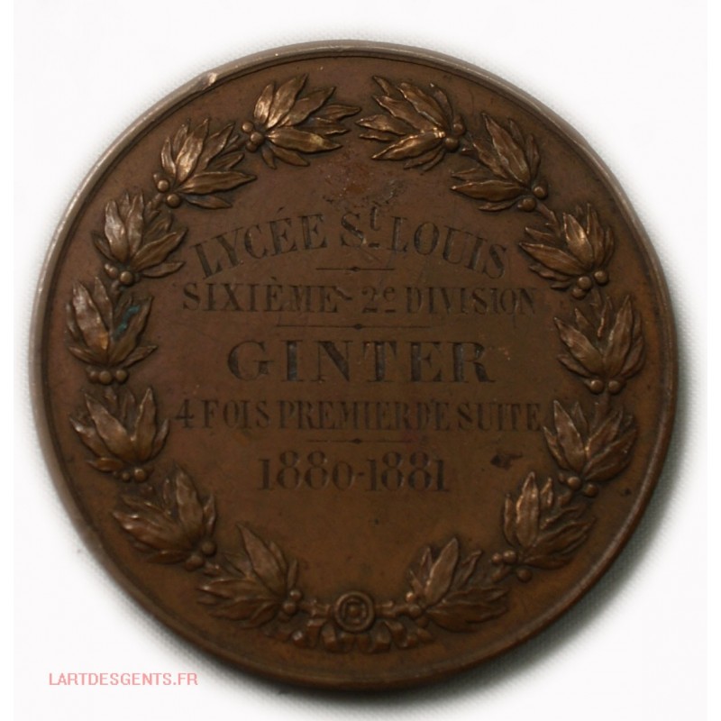 Médaille Lycée ST LOUIS 4 fois premier de suite 1880-1881, par BRENET