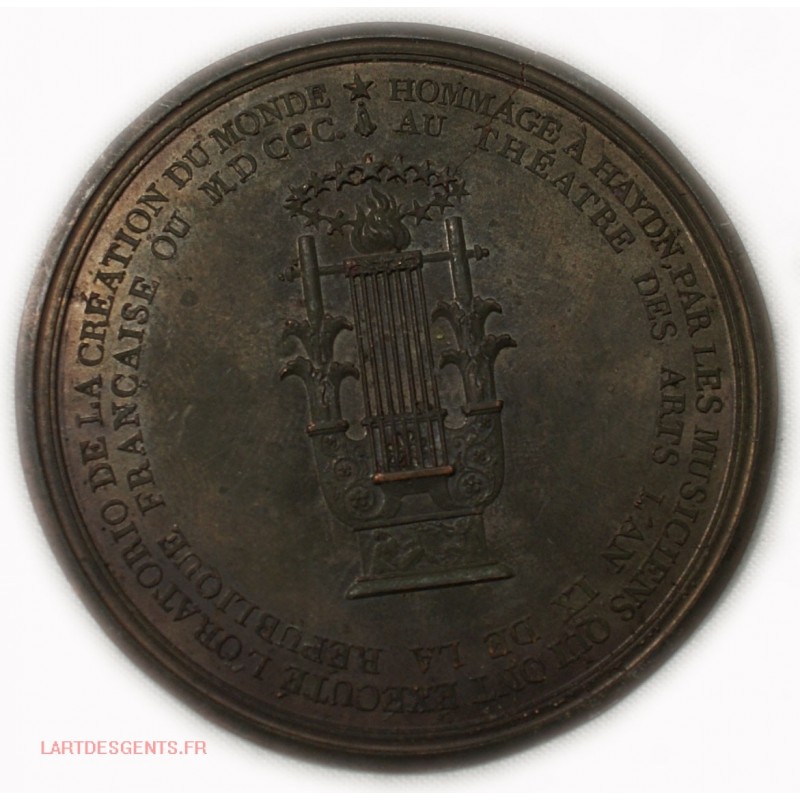 Revers de Médaille uniface Joseph HAYDN 1800 par N.Gatteaux