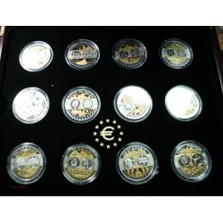 24 X Médailles EUROPA Argent 999/00 et or, série complète coffret bois