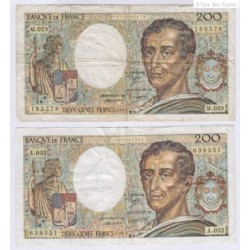 BILLETS VOLES EN MAGASIN - 200 Francs MONTESQUIEU L'ART DES GENTS