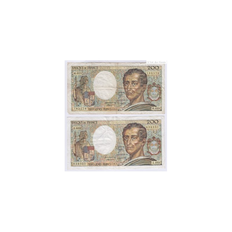 BILLETS VOLES EN MAGASIN - 200 Francs MONTESQUIEU L'ART DES GENTS