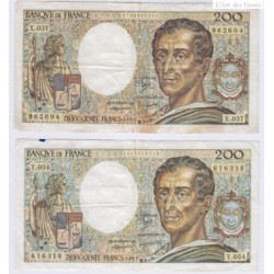 BILLETS VOLES EN MAGASIN - 200 Francs MONTESQUIEU L'ART DES GENTS