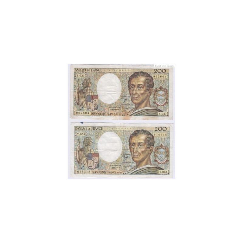 BILLETS VOLES EN MAGASIN - 200 Francs MONTESQUIEU L'ART DES GENTS