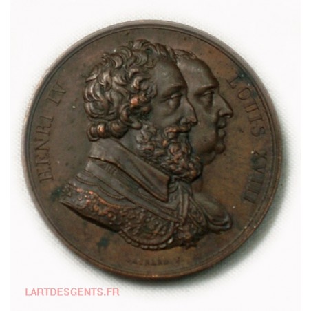 Médaille Jeton Henri IV et Louis XVIII "à nos fidèles sujets"